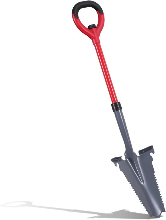 Spade met wortelzaag voor harde, steenachtige bodems, wortelspade met brede treprand en ergonomische handgreep, 114 cm V-vormige wortelspade snijdt wortels effectief