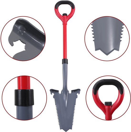 Spade tuinschep Root Killer schep met zaagrand voor wortels Koolstofstaal Rood van Merkloos	