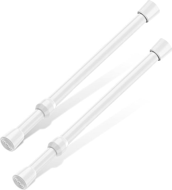 Spanstangen van 50 tot 90 cm verstelbare lente kast bars witte uitschuifbare staaf voor kledingkast boekenplank badkamer, 2pcs van Merkloos	