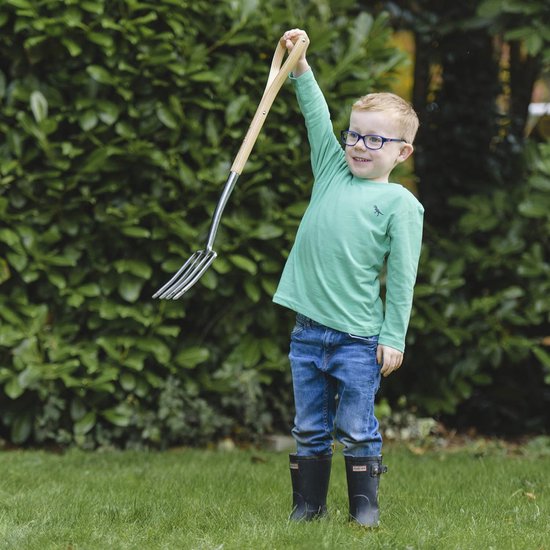 Spatvork voor kinderen - Lichte tuinvork van roestvrij staal met essenhouten steel - 71 cm van Esschert Design