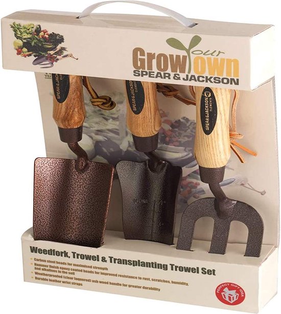Spear & Jackson handgereedschap set 3-delige - hand tuingereedschap set -ELEMENTS3PS - 3 delige - tuingereedschapset - Gereedschap voor Tuin - tuinschepje