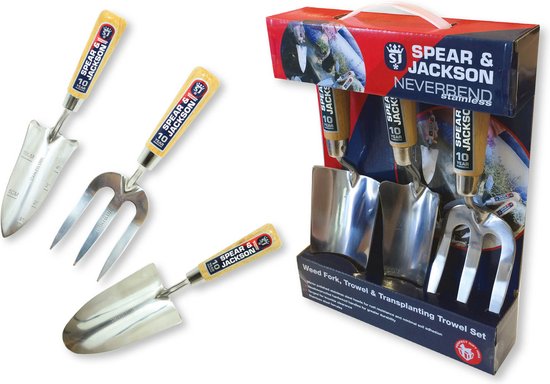 Spear & Jackson plant set RVS gepolijst 3 delig - tuingereedschap set - cadeau voor vrouw - cadeau voor man- 3 delige - Tuinierset - Tuinsetje - Gereedschap voor Tuin - tuinschepje - 10JAAR GARANTIE van Spear & Jackson