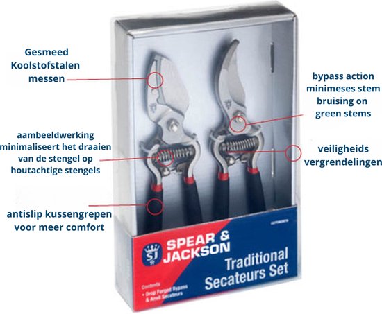 Spear & Jackson Snoeischaar papegaai 2delig - Bypass - takkenschaar - Snoeischaren - cadeau voor man - cadeau voor vrouw - bloemenschaar - Tuinscharen set - heggenschaar - papegaaienbek van Spear & Jackson