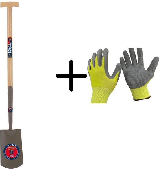 Spear & Jackson Spade Gesmeed 120 cm steel & Spear & Jackson Gerecycled tuinhandschoenen maat L van Spear & Jackson