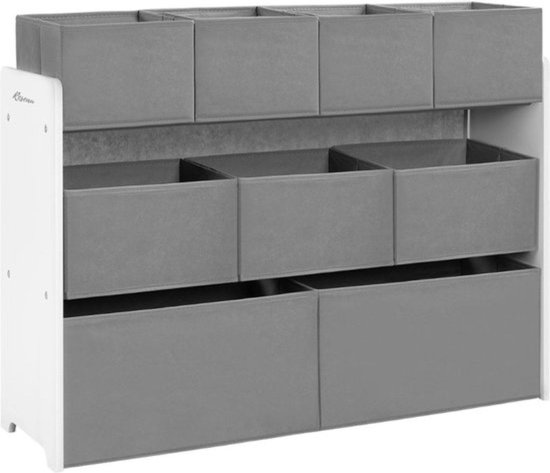 Speelgoedkast - Boekenrek - Kind Boekenkast - Opbergkast Kinderen - Kinderkamer - Speelgoed - 92x68x30 Cm - Hout - Grijs van Atemio