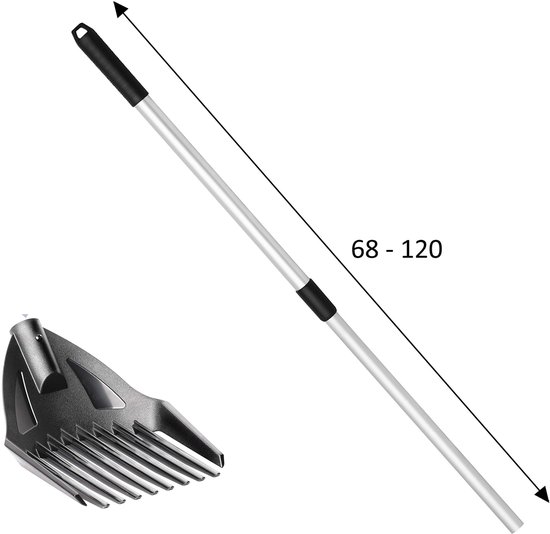 SPHProducts - Multifunctionele riek - Tuinonderhoud - 3-in-1 gereedschap - 120 cm - Tuinschep - Ideaal voor tuin en vijver - Hark en zeef van Merkloos	