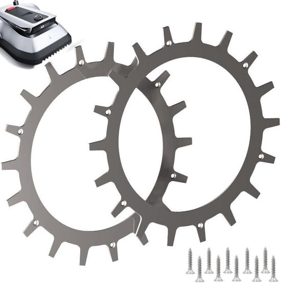 Spikes voor Ecovacs Goat, roestvrij staal, verzonken schroefgaten, ontbraamd, 12 x roestvrijstalen schroeven, tractieverbetering voor robotmaaier, grasmaaier, buitendiameter 235 mm