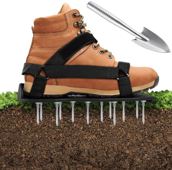 Spikes voor losse grond - Schoenen met losse zolen - Tuinbeluchtingsschoenen met stevige riem – verbeterde versie van beluchtingsschoenen voor het gazon – gereedschap voor tuinbeluchting – schoenen met beluchtingspinnen voor gras en grond
