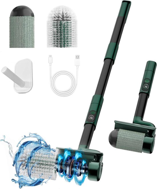 Spin Scrubber Badkamer Douche Cleaner Draadloos Verstelbaar Handvat Bad Tegel Vloer Keuken van Merkloos	
