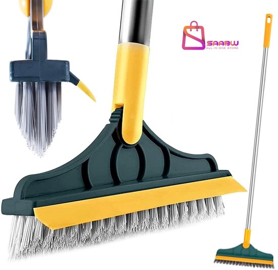 Spleetborstel met Steel – 100 cm – Nylon Borstels & Trekker – 120° Verstelbare Kop – bezemhouder – borstel – 46082 van Merkloos	