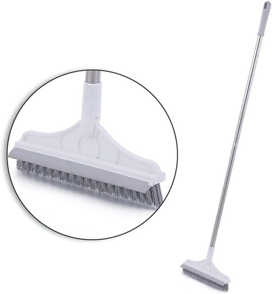 Spleetborstel voor badkamer - harde varkenshaar - afneembare lange handgreep - 120 ° roterend - douche vloer scrubber reinigingsborstel