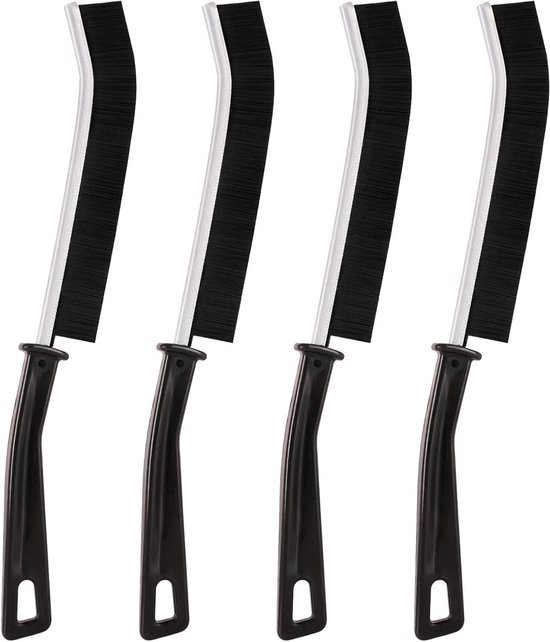Spleetborstels Set - Voegenborstels Haren - Dieptereiniging Hoekjes - Ergonomisch Gebogen Handvat - 4 Stuks - Zwart