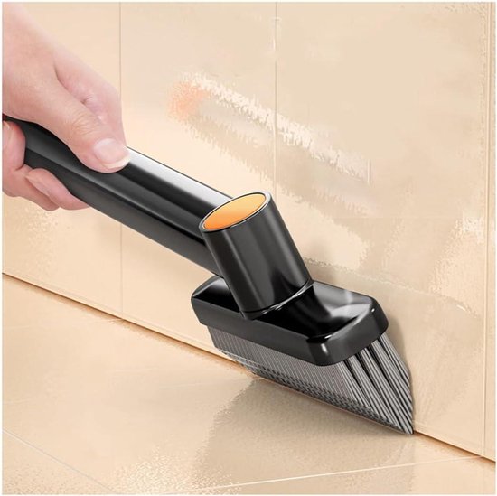 Spleetreinigingsborstel - Hoekborstel - Badkamer reinigen - 360° draaibare kop - 11 inch lengte - Grijs