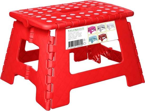 Splendole Opstapje Inklapbaar Caravanopstapje - Opvouwbaar - 100 kg - rode krukje van Splendole