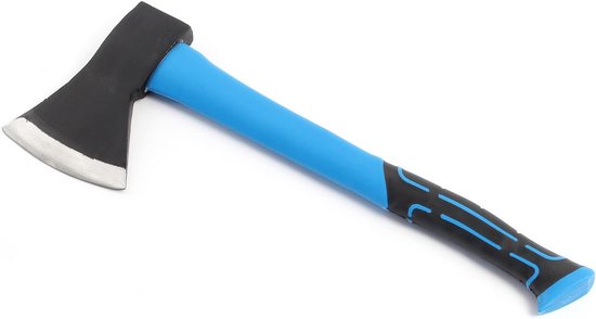 Splijtbijl 1000g - Houthakker bijl - Hout kloven - Carbon staal blad - 45 cm steel - Blauw zwart