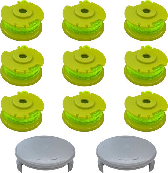 Spoel van draadtrimmer vervangingsdraad AC80RL3 geschikt voor Ryobi One+ bosmaaier 18V 24V 40V Ø 2 mm lengte 3,4 m - Set van 9 spoelen + 2 hoes van Ecd Germany