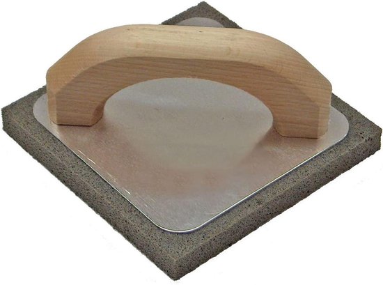 Sponsbord - Voegbord Schuurplank - Tegels Afwerken - Schuimrubber met Houten Handvat - 14 x 14 cm - Grijs van Merkloos	