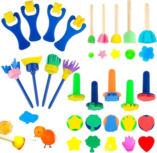 Sponskwasten - Set van 18 stuks voor kinderen en volwassenen van Benza