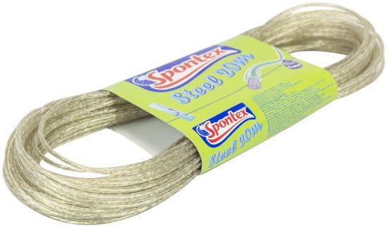 Spontex 97024012 20 m waslijn staaldraad linnen sterk, veelkleurig, 20x10x5 cm van Spontex