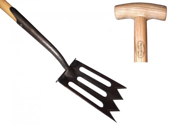 Sporkspade met zwanenhalssteel 750mm en opstapjes de Wit van De Wit