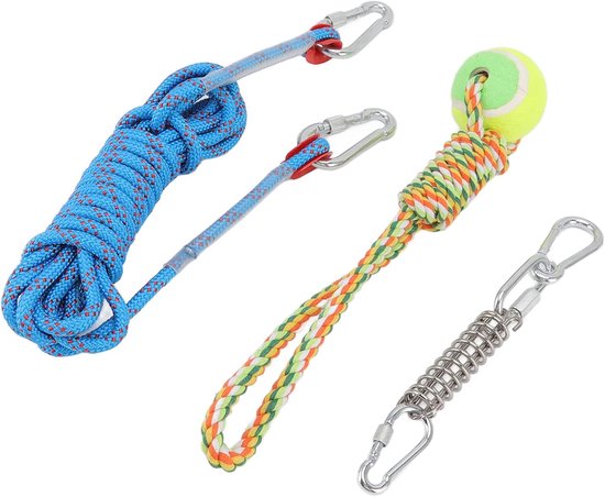 Spring Pole Dog Rope Toy, Interactive Hanging Bungee Dog Toys for Medium Large Dogs 16.4ft, Outdoor Hanging Exercise Rope Pull Rope Pull Rope Toy Muscle Builder