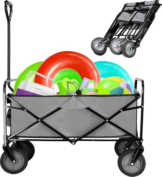 Springos Bolderkar - Opvouwbare Bolderkar – Opvouwbaar - 105L - 90 x 52 x 120 cm - Grijs van Springos