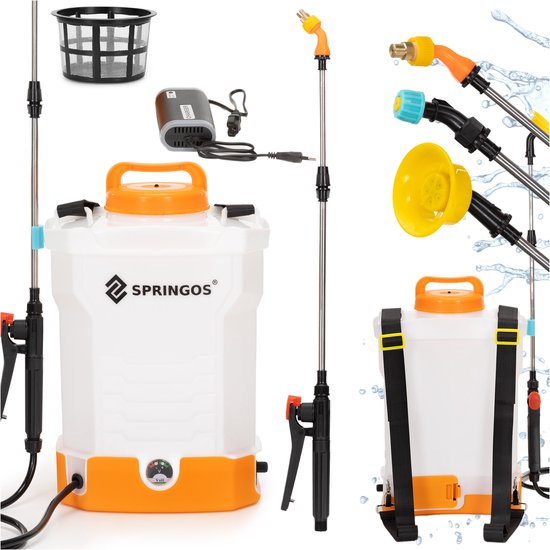 Springos Drukspuit - Elektrische - Accu - Onkruidbestrijding - Regelbare Sproeikop - 10 Liter