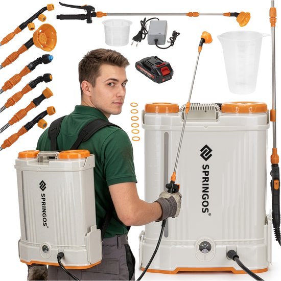 Springos Drukspuit - Elektrische - Accu - Onkruidbestrijding - Regelbare Sproeikop - 16 Liter van Springos
