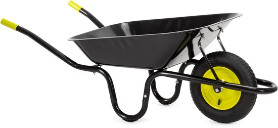 Springos Kruiwagen | Kruiwagenwiel | 120L | 100kg Draagvermogen | Groen/Zwart