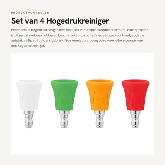 Sproeikopbeschermers 4 Stuks - Roestvrijstalen Sproeikoptipset - Rubberen Beschermkappen - 1/4" Snelkoppeling - Gatdiameter 1,4 mm - Bescherming tegen Krassen - Hogedrukreiniger Sproeiers