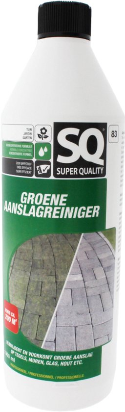 SQ Groene Aanslagreiniger 1000ml – Effectieve Terrasreiniger Groenaanslag | Groene Aanslag Verwijderaar voor Terras, Muur & Tuin - 1L voor 200m² van Merkloos	