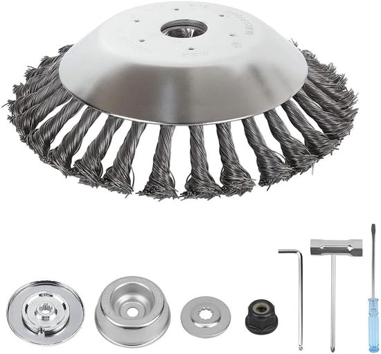 Staaldraad Snijkop - Onkruidborstel Wiel - Gazon Onderhoud - Geknoopt Metaaldraad - 8 Inch - Zilver