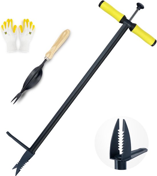 Staande onkruidsteker met voetpedaal en handmatige wortelverwijderaar - Complete tuinset van Merkloos	