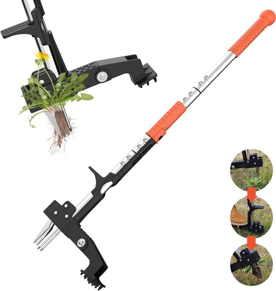 Staande Wier Verwijderaar - Onkruidtrekker Tuin - Onkruid Wieden - Ergonomische Lange Steel - 100cm Handvat - Zilver