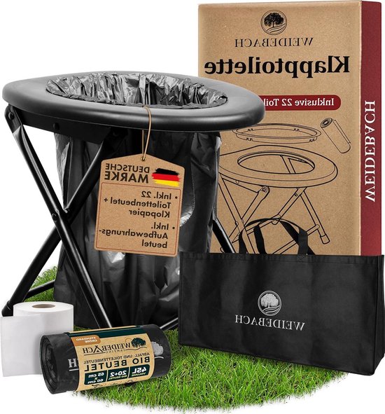 Stabiel campingtoilet met laag gewicht - eenvoudig transporteerbaar - klaptoilet incl. 22 zakken - mobiel toilet - ideaal voor kamperen - motoruitstapjes - opvouwbaar van Stabiel