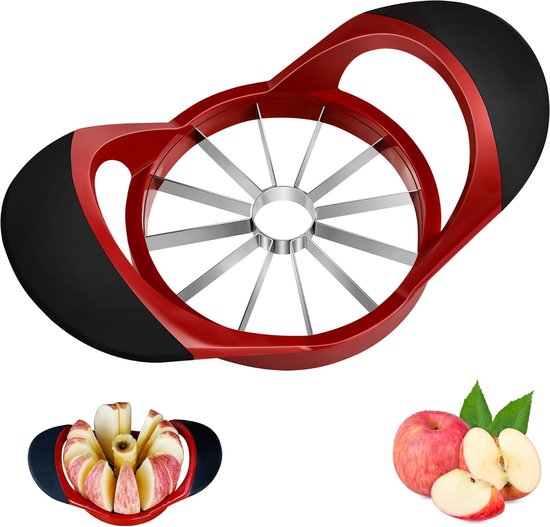 Stainless Steel Apple Cutter - 12 Super Sharp Blades - Lichtgewicht Appelschiller en Pitter met Anti-Slip Handvat van Merkloos	