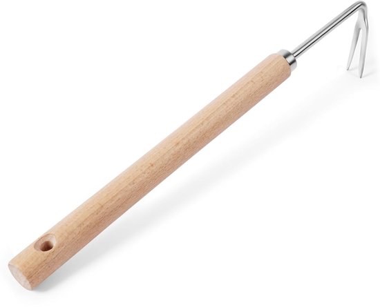 Stainless Steel Onkruidverwijderaar met Handvat en Rubber Grip - Efficiënte Onkruidbestrijding met 5 Tanden - Tuingereedschap voor Wortelverwijdering 25cm