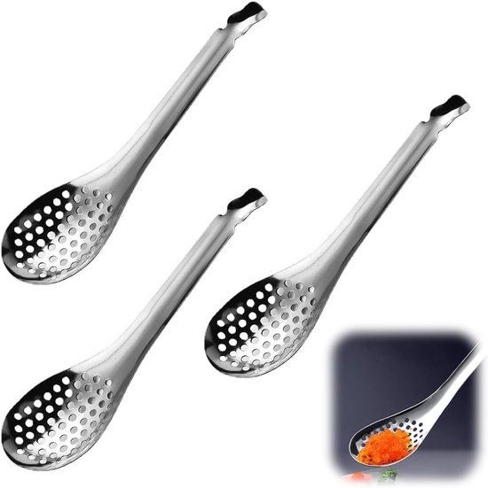 Stainless Steel Spoon Set voor Moleculaire Keuken - O3-in-1 Keukenlepel Combo met Efficiënte Afwatering en Ergonomisch Ontwerp van Merkloos	