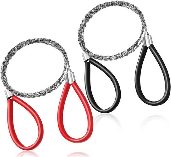 Stalen Draadzaag - Kettingzaag Handzaag - Pijpen Zagen - Roestvrij Staal - 80 cm - Rood Zwart