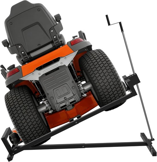 Stalen Grastractor Lift - Opvouwbare Grasmaaier Lift - 45° Kanteling - Verstelbaar Liftplatform Met Handkruk - Handmatig Hefapparaat - Maximaal Belasting 400 kg - Voor Grastractor En Zitmaaier - Zwart - NAIZY van Merkloos	