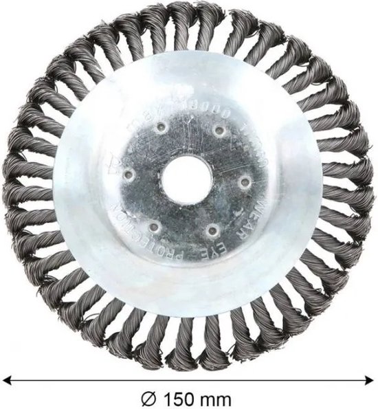 Stalen onkruidborstel voor bosmaaier | 150 mm staalborstel Asgat 25,4 | Universele Onkruidborstel Onkruidverwijderaar - Voegenborstel - Voor bosmaaier van Silverline