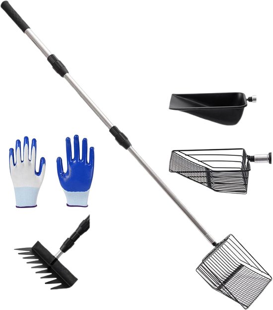 Stalveger Uitschuifbaar - Schoonmaakgereedschap Dier - Stalmest Opruimen - 4 Schepkoppen - 44 x 9 x 16 cm - Enkel kenmerk