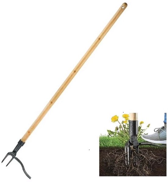 Stand Up Onkruidtrekker met Lange Steel en 4-Klauwen Stalen Kop - Effectief Onkruid Verwijderen Zonder Te Knielen van Merkloos	