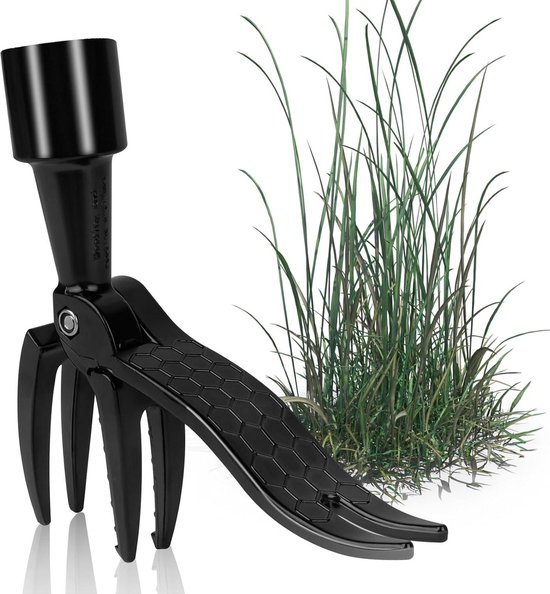 Stand Up Weeding Tool with Detachable Handle - Manual Weed Puller Root Remover Tool - 4 Claws Garden Weed Remover van Merkloos	