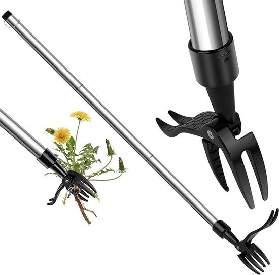 Stand Up Wieden Tool Afneembare Handvat Trekker Wortel Remover met 4 Klauwen voor Tuin (onkruidtrekker+Metalen Handvat) van Merkloos	