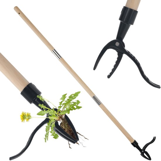 Standing Weed Puller, 100cm Weeder with Long Handle Aluminum Head with 4 Claws Easy Removal of Thistles and Roots Without Bending or Kneeling van Merkloos	