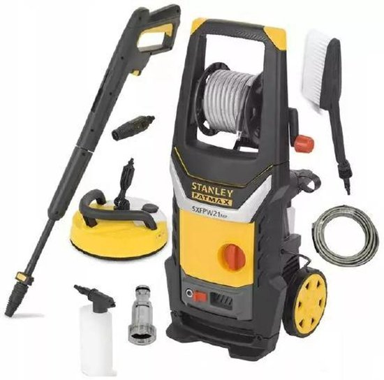 Stanley SXFPW21MPE - Hogedrukreiniger - 2100W - 145 Bar - Aluminium Pomp - Inclusief Patio Cleaner en 8m Slang van Merkloos	