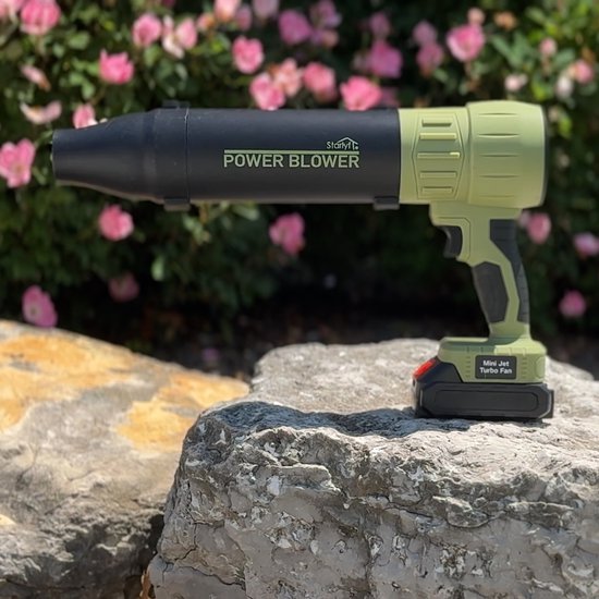 Starlyf Power Blower – draadloze blad- en luchtblazer – sterke 120 km/u luchtstroom – inclusief accu en lader – voor het reinigen van tuin, patio & auto van Merkloos	