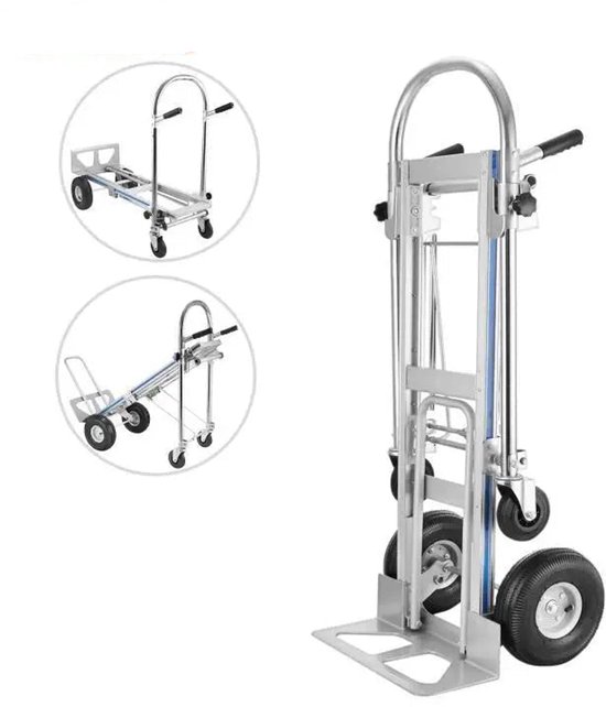 Steekwagen - Steekkar - Transportkar - Transportwagen - 3-in-1 Aluminium Handtruck - 1000 lb Capaciteit – 350kg Max Gewicht - Opvouwbaar & Heavy-Duty - Geschikt voor Thuis & Industrieel Gebruik van Merkloos	