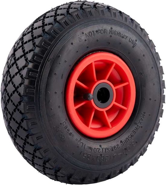Steekwagenwiel 3.00-4 - luchtband - 125 kg - 20 mm asgat/naafdiameter - inclusief rollager van Merkloos	